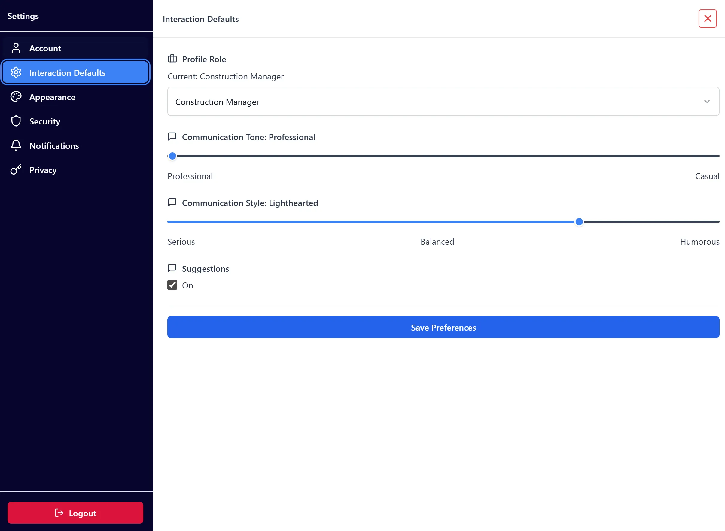 Preferences Tab